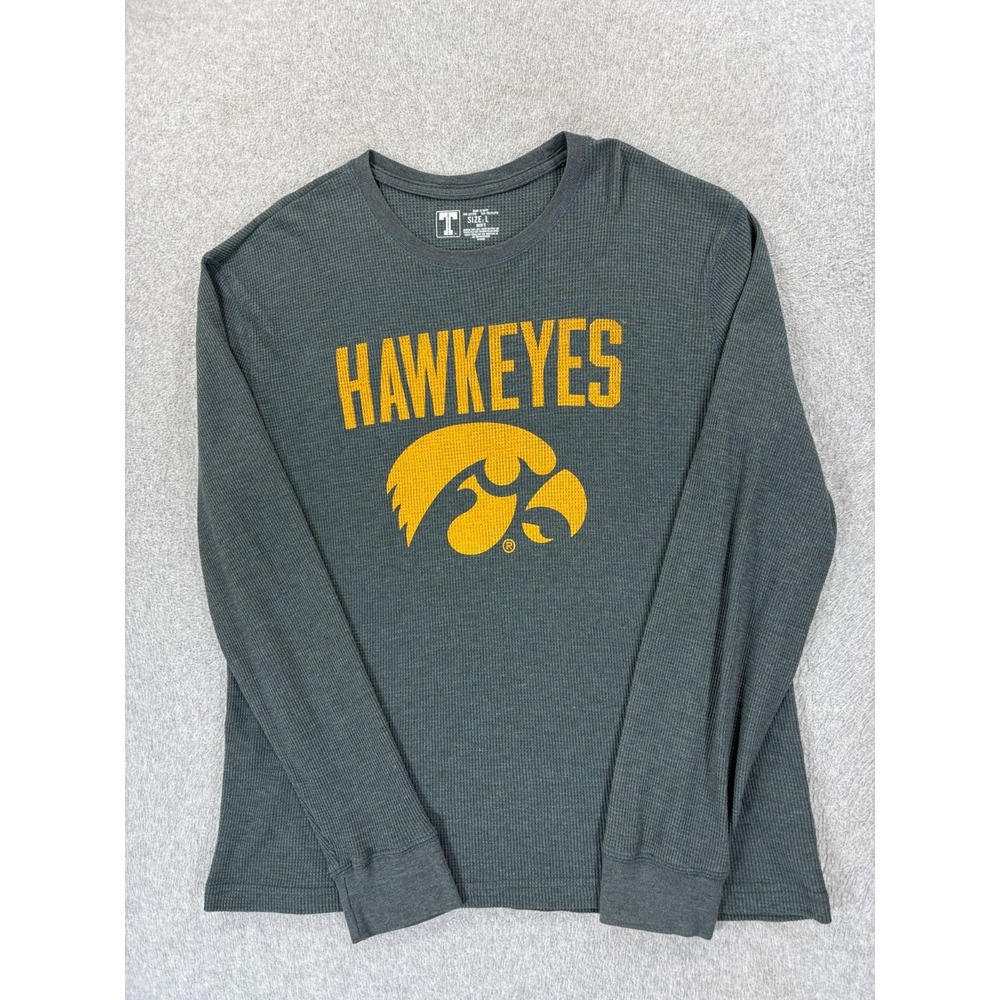 Iowa Hawkeyes Thermal Long Sleeve Campus Crew Shirt (Men's Large)‎ Gray